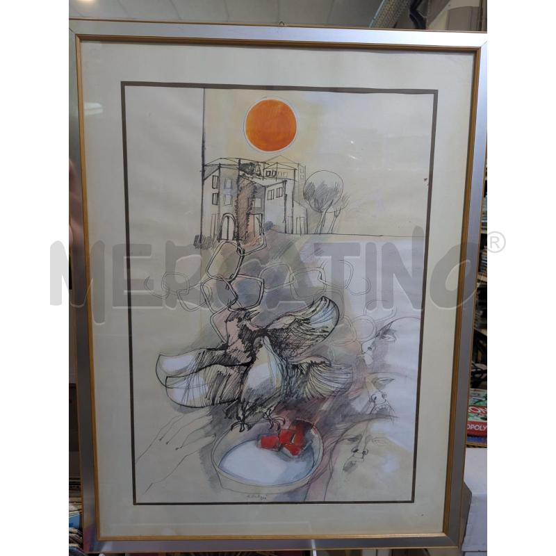 QUADRO GUERRINO BARDEGGIA TECNICA MISTA - 60X80CM | Mercatino dell'Usato Faenza 1