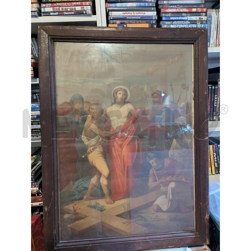 QUADRO MANIFESTO RELIGIOSO D'EPOCA CORNICE LEGNO _ 87X65CM | Mercatino dell'Usato Faenza 1