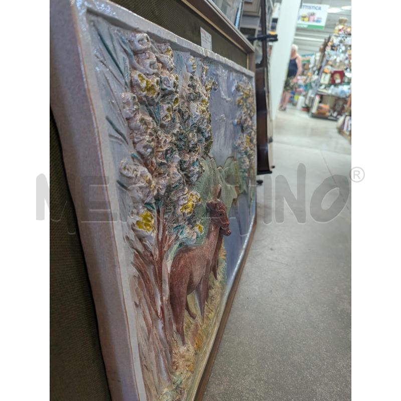 QUADRO PANNELLO CERAMICA CERBIATTI ARTISTICA VINTAGE 103X66CM | Mercatino dell'Usato Faenza 3