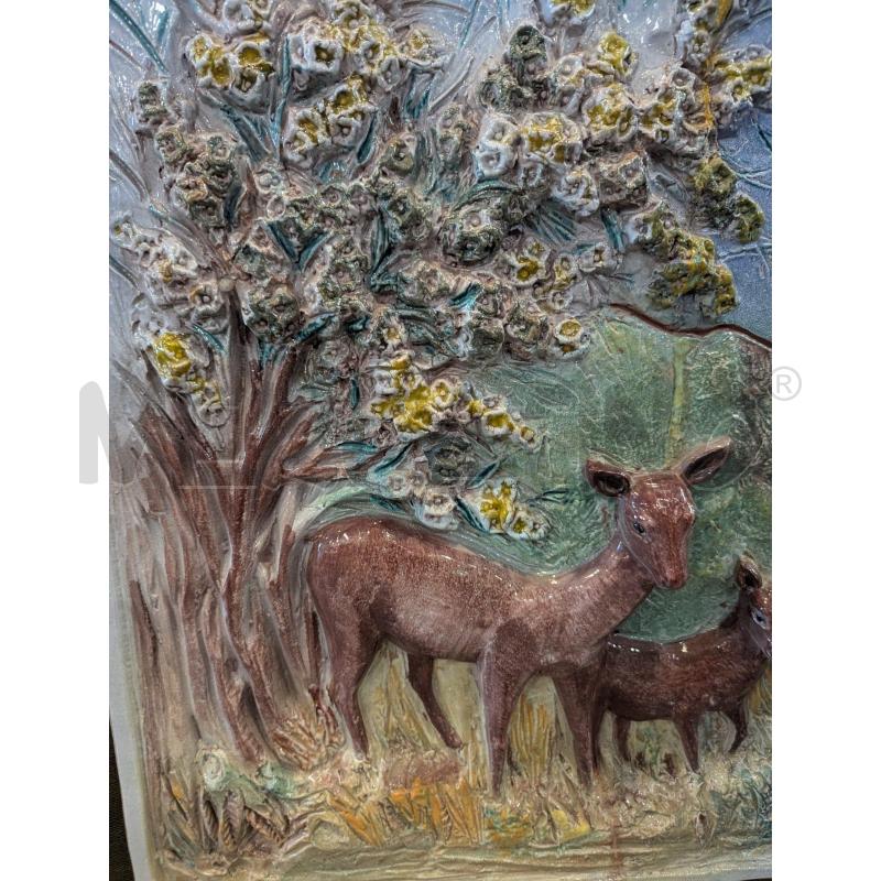 QUADRO PANNELLO CERAMICA CERBIATTI ARTISTICA VINTAGE 103X66CM | Mercatino dell'Usato Faenza 4