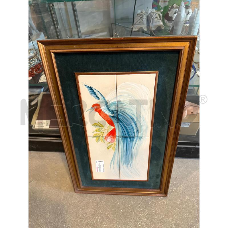 QUADRO PIASTRELLE CERAMICA UCCELLO DIPINTO | Mercatino dell'Usato Faenza 1
