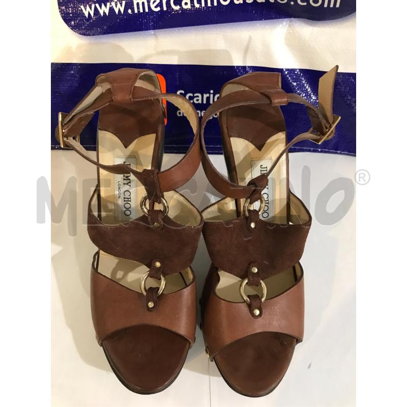 SANDALI DONNA JIMMY CHOO MARRONE ORO ZOCCOLO PELLE 40 | Mercatino dell'Usato Faenza 2