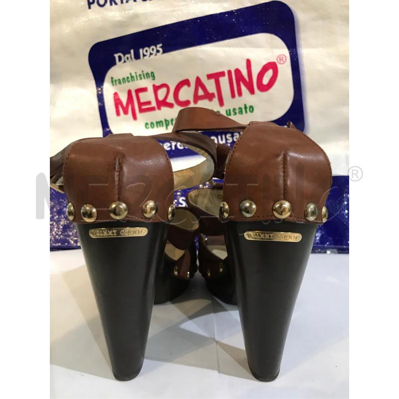 SANDALI DONNA JIMMY CHOO MARRONE ORO ZOCCOLO PELLE 40 | Mercatino dell'Usato Faenza 4