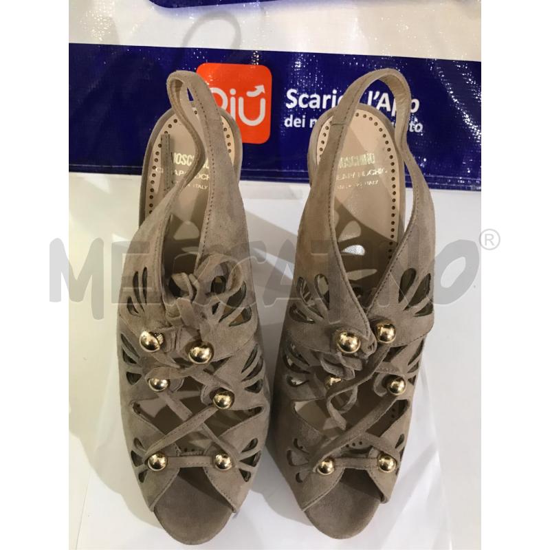 SANDALI DONNA MOSCHINO NUOVI CAMOSCIO BEIGE TACCO N 39 | Mercatino dell'Usato Faenza 2