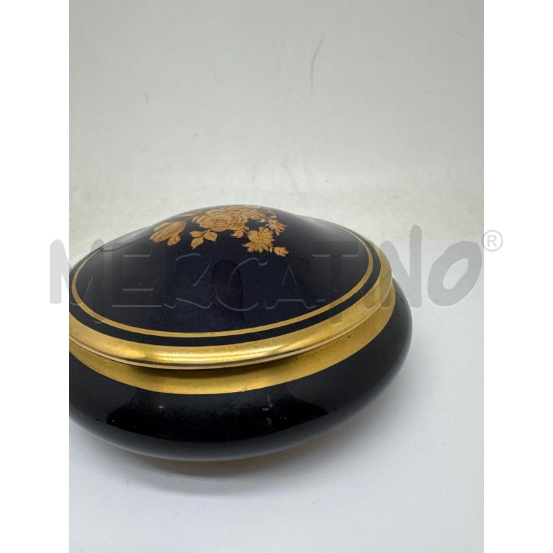 SCATOLA TONDA PORCELLANA LIMOGES FRANCE BLU ORO | Mercatino dell'Usato Faenza 2