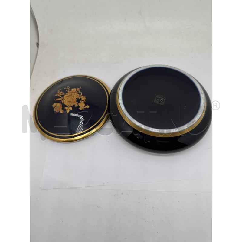 SCATOLA TONDA PORCELLANA LIMOGES FRANCE BLU ORO | Mercatino dell'Usato Faenza 3