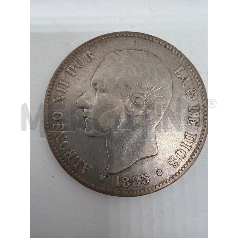 SPAGNA - 5 PESETAS 1885 - ALFONSO XII, MONETA ARGENTO | Mercatino dell'Usato Faenza 1