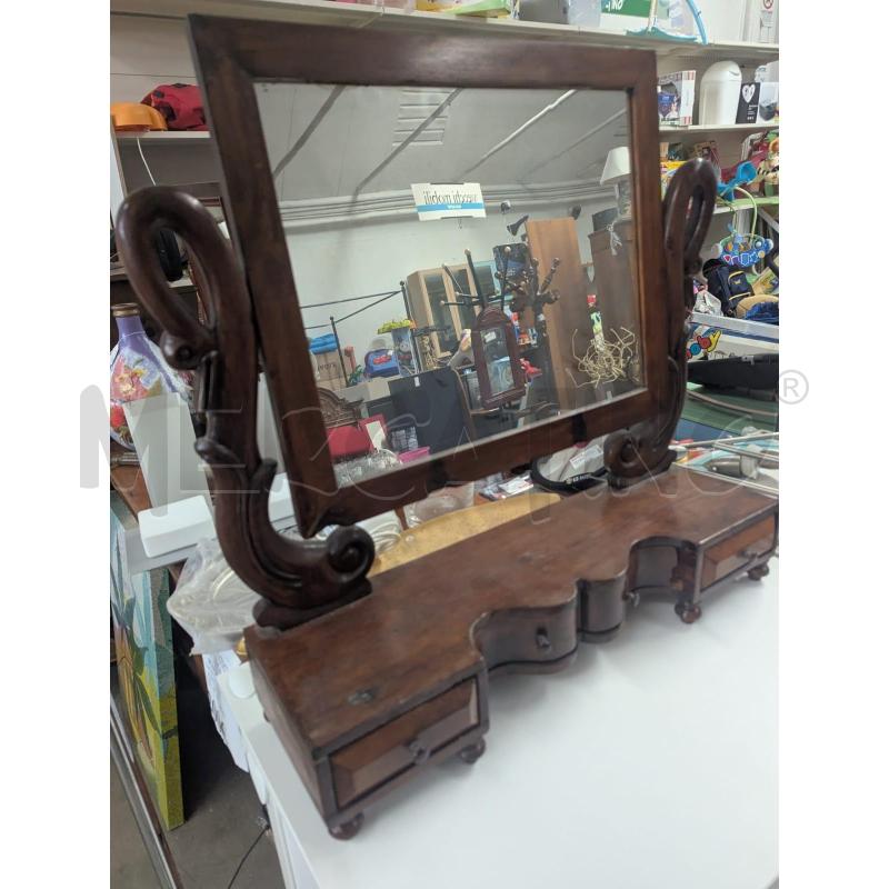 SPECCHIERA TOILETTE D'EPOCA CIGNI IN LEGNO 3 CASSETTINI | Mercatino dell'Usato Faenza 1