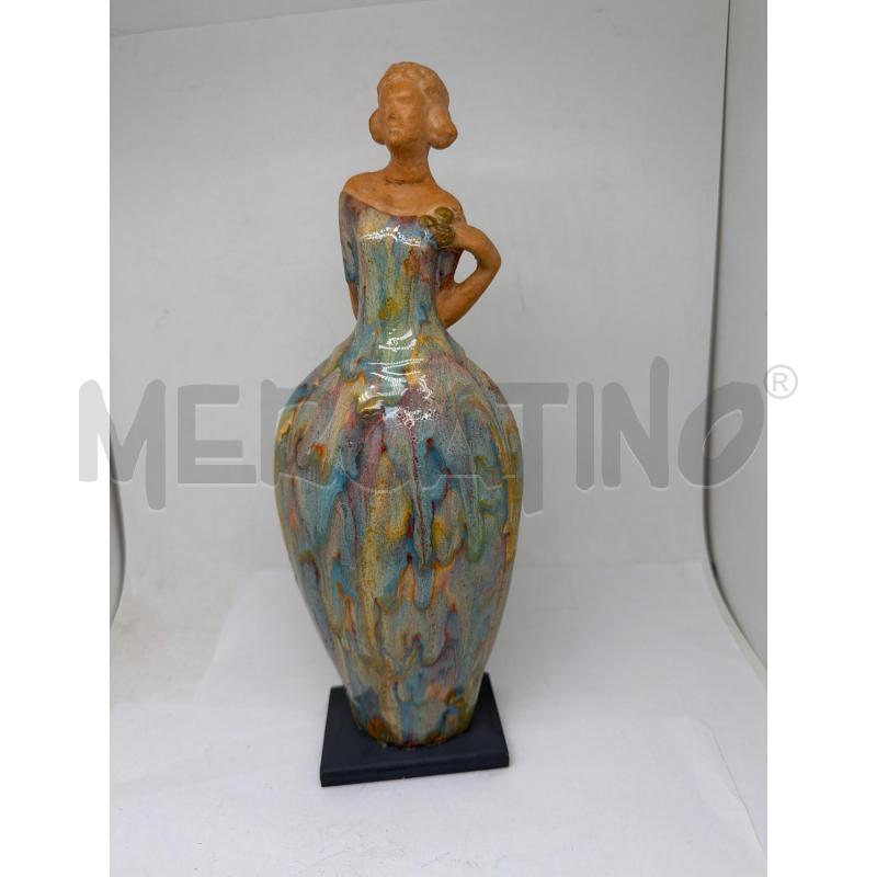 STATUETTA CERAMICA ANNI 50 DAMA SMALTO (INCOLLATA) | Mercatino dell'Usato Faenza 1