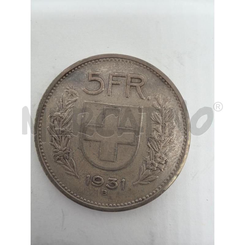 SVIZZERA MONETA 5 FRANCHI 1931 ARGENTO GR15 835% F.12,52 | Mercatino dell'Usato Faenza 3