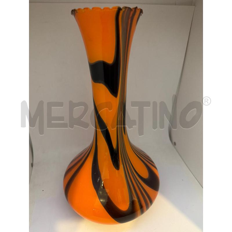 VASO VETRO SOFFIATO ARTISTICO MURANO VENEZIA ARANCIO NERO  | Mercatino dell'Usato Faenza 2