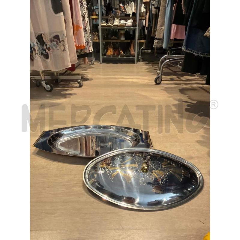 VASSOIO +COPERCHIO ACCIAOIO +DECORO ORO  | Mercatino dell'Usato Faenza 2