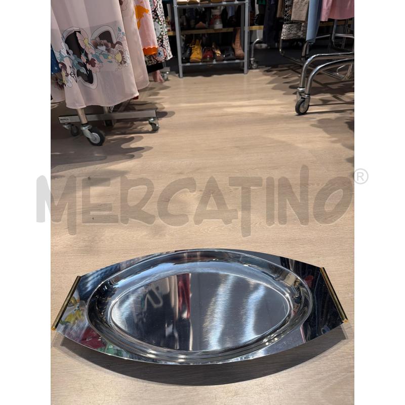 VASSOIO +COPERCHIO ACCIAOIO +DECORO ORO  | Mercatino dell'Usato Faenza 4