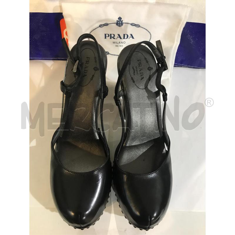 ZOCCOLI DONNA PRADA PELLE NERO GRIGIO TACCO N 40 | Mercatino dell'Usato Faenza 2