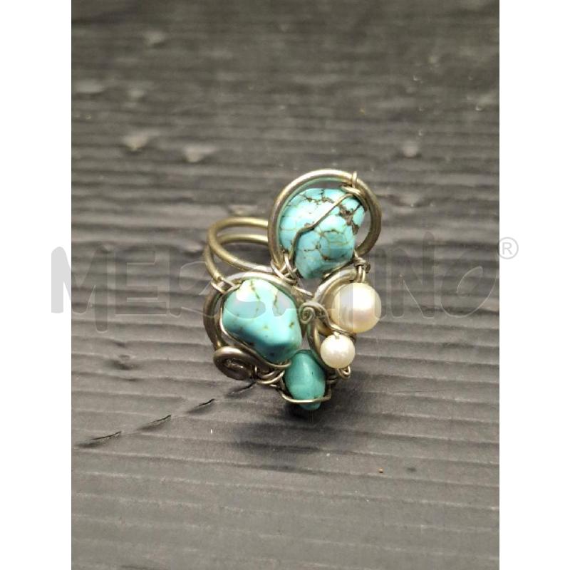ANELLO DONNA CON TURCHESE E PERLE | Mercatino dell'Usato Lugo 1