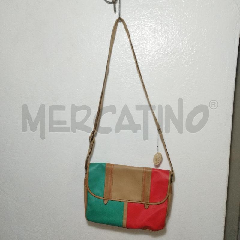 BORSA DONNA PIESCHI MADE IN ITALY PELLE MARRONE VERDE ROSSA TRACOLLA  | Mercatino dell'Usato Lugo 1