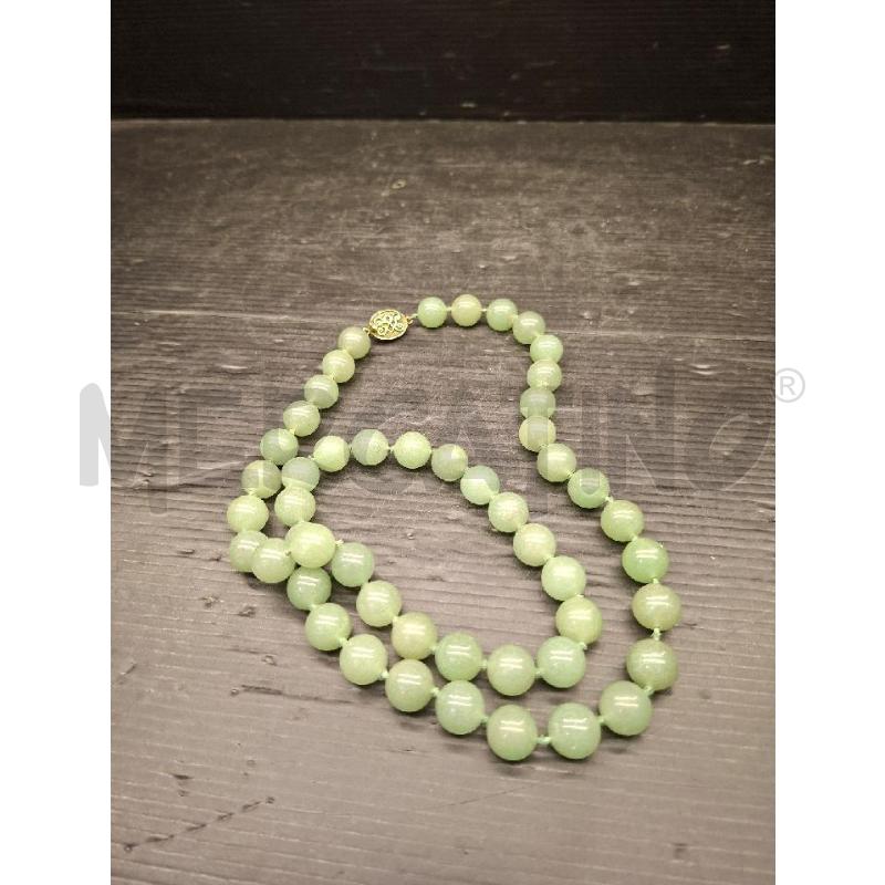 COLLANA PERLE DI AVVENTURINA CHIUSURA ARGENTO | Mercatino dell'Usato Lugo 1