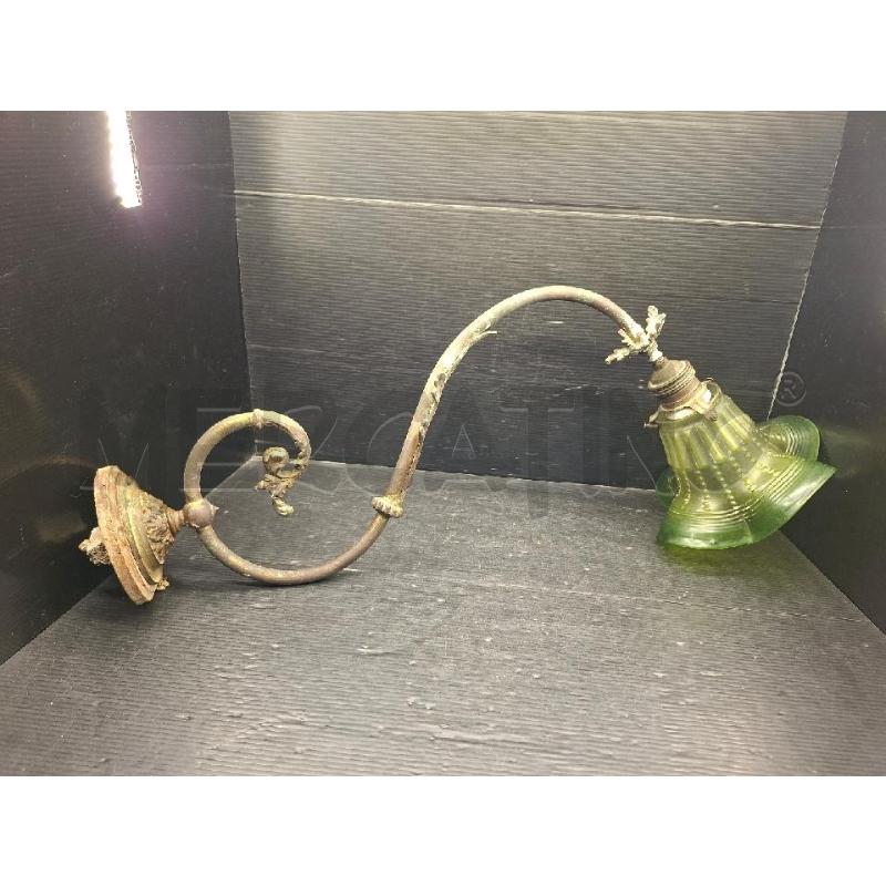LAMPADA DA PARETE ANNI 20/30 OTTONE VETRO VERDE | Mercatino dell'Usato Lugo 1
