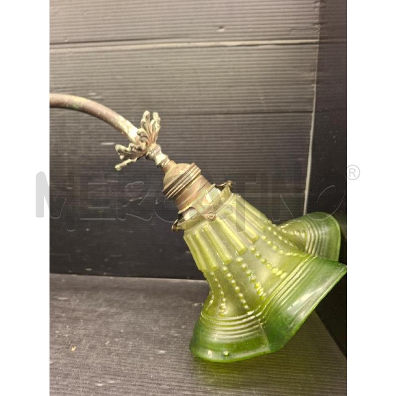LAMPADA DA PARETE ANNI 20/30 OTTONE VETRO VERDE | Mercatino dell'Usato Lugo 3