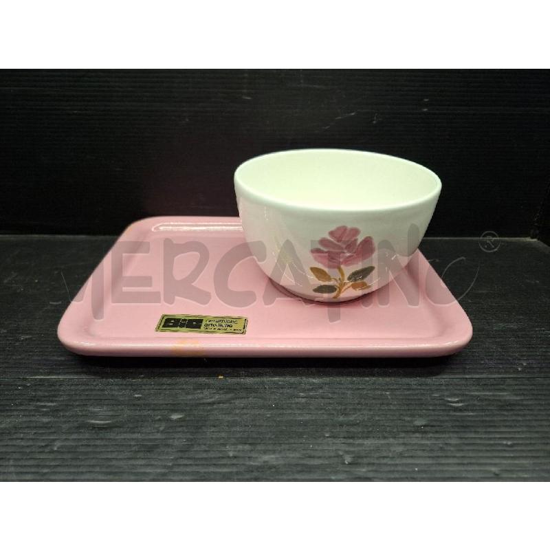 TAZZA CON VASSOIO CERAMICA VINTAGE SIC | Mercatino dell'Usato Lugo 1