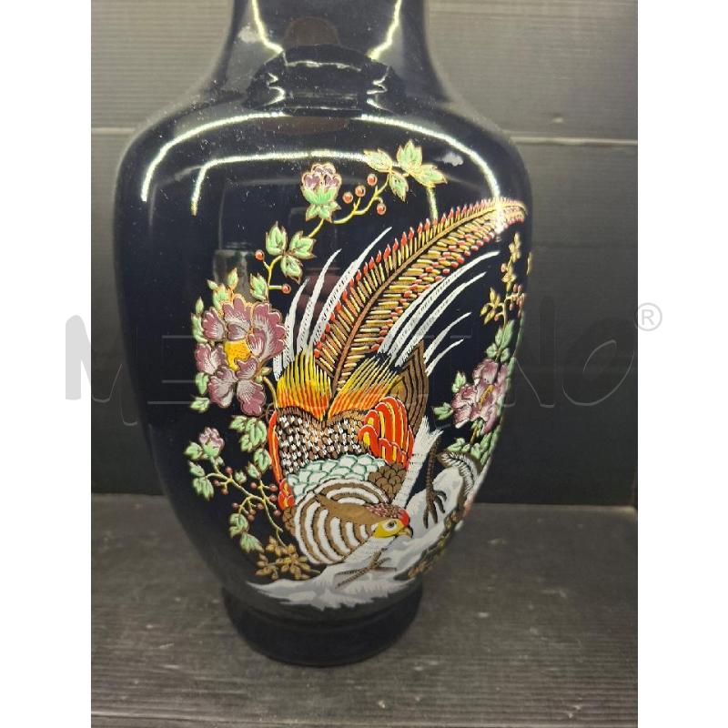 VASO CERAMICA NERO DECORATO UCCELLI | Mercatino dell'Usato Lugo 2