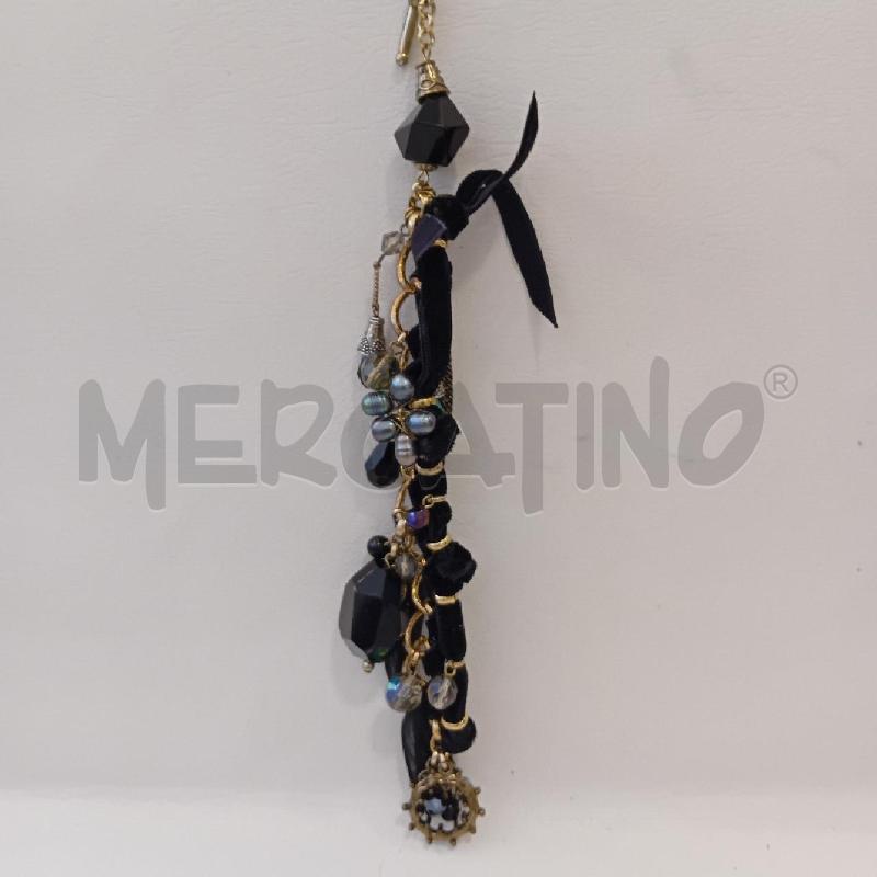 BRACCIALETTO NERO NASTRO NERO STRASS+PERLINE  | Mercatino dell'Usato Cesenatico 4