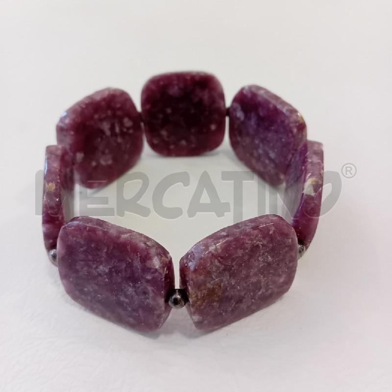BRACCIALE PIETRE DURE LEPIDOLITE QUADRATI VIOLA | Mercatino dell'Usato Cesenatico 1
