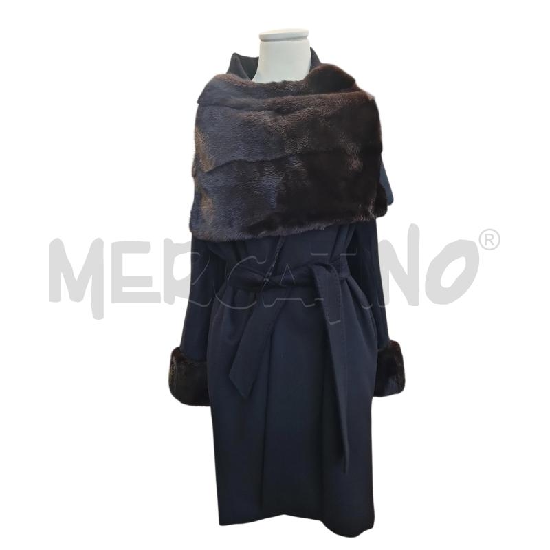 CAPPOTTO DONNA MAX MARA BLU CON CAPPA VISONE | Mercatino dell'Usato Cesenatico 1
