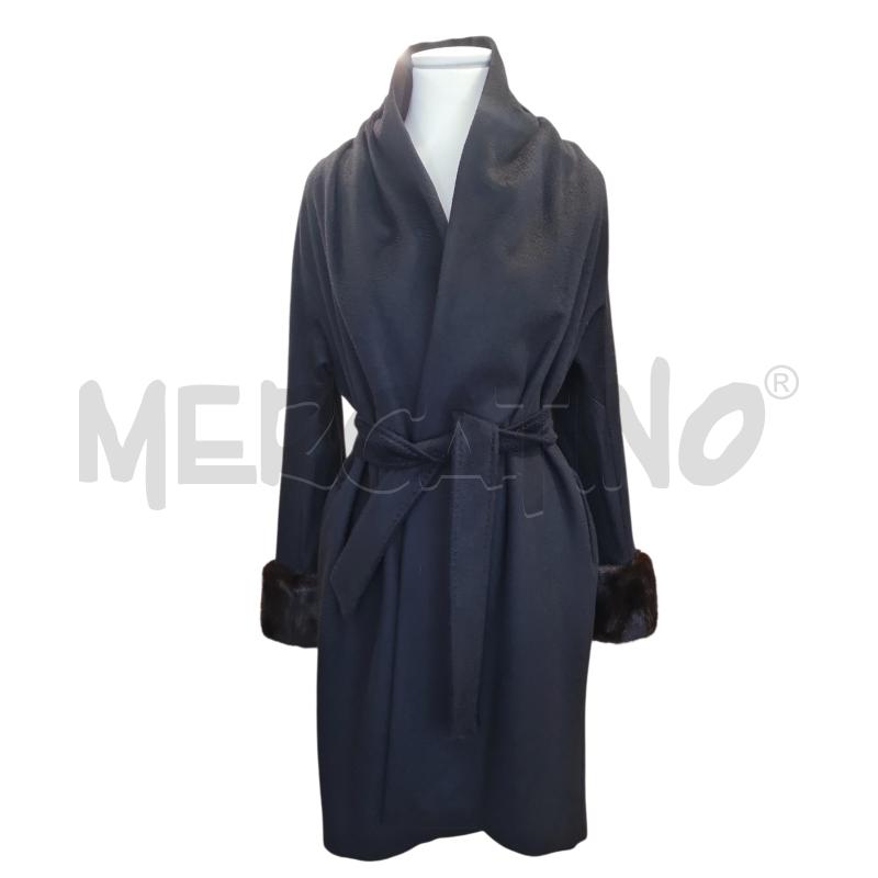 CAPPOTTO DONNA MAX MARA BLU CON CAPPA VISONE | Mercatino dell'Usato Cesenatico 3