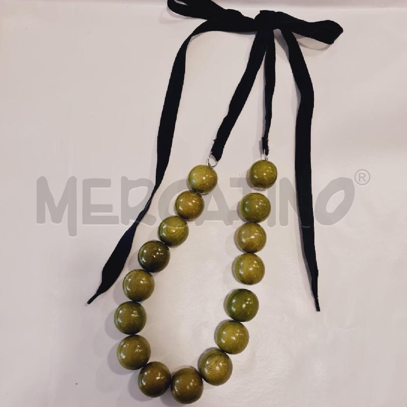 COLLANA LIVIANA CONTI SFERE VERDI LEGNO CORDA | Mercatino dell'Usato Cesenatico 1