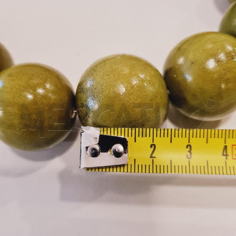 COLLANA LIVIANA CONTI SFERE VERDI LEGNO CORDA | Mercatino dell'Usato Cesenatico 3
