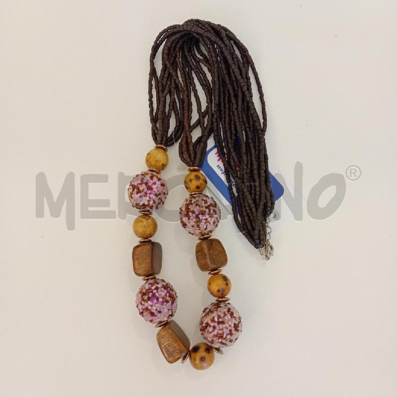 COLLANA MULTIFILI+SFERE PERLINE VIOLA+CUBI LEGNO | Mercatino dell'Usato Cesenatico 2