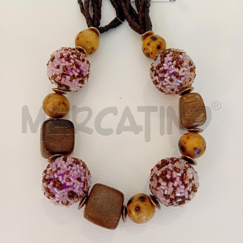 COLLANA MULTIFILI+SFERE PERLINE VIOLA+CUBI LEGNO | Mercatino dell'Usato Cesenatico 3