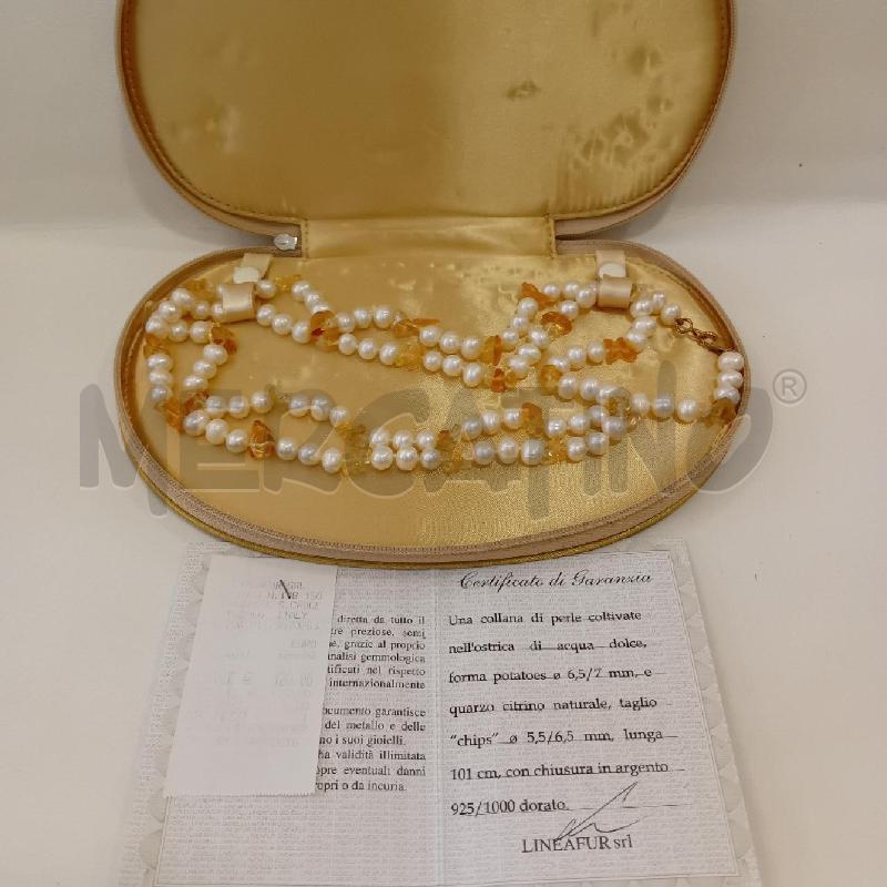 COLLANA PERLE COLTIVATA E QUARZO CITRINO | Mercatino dell'Usato Cesenatico 1