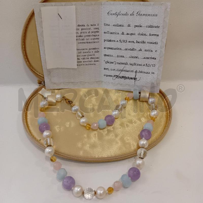 COLLANA PERLE COLTIVATE BERILLO CRISTALLO E QUARZO CHIUSURA A | Mercatino dell'Usato Cesenatico 1