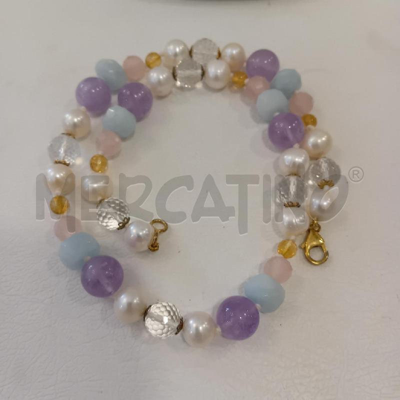 COLLANA PERLE COLTIVATE BERILLO CRISTALLO E QUARZO CHIUSURA A | Mercatino dell'Usato Cesenatico 2