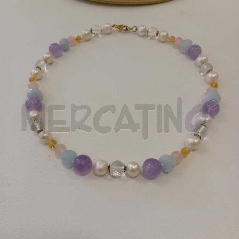 COLLANA PERLE COLTIVATE BERILLO CRISTALLO E QUARZO CHIUSURA A | Mercatino dell'Usato Cesenatico 4