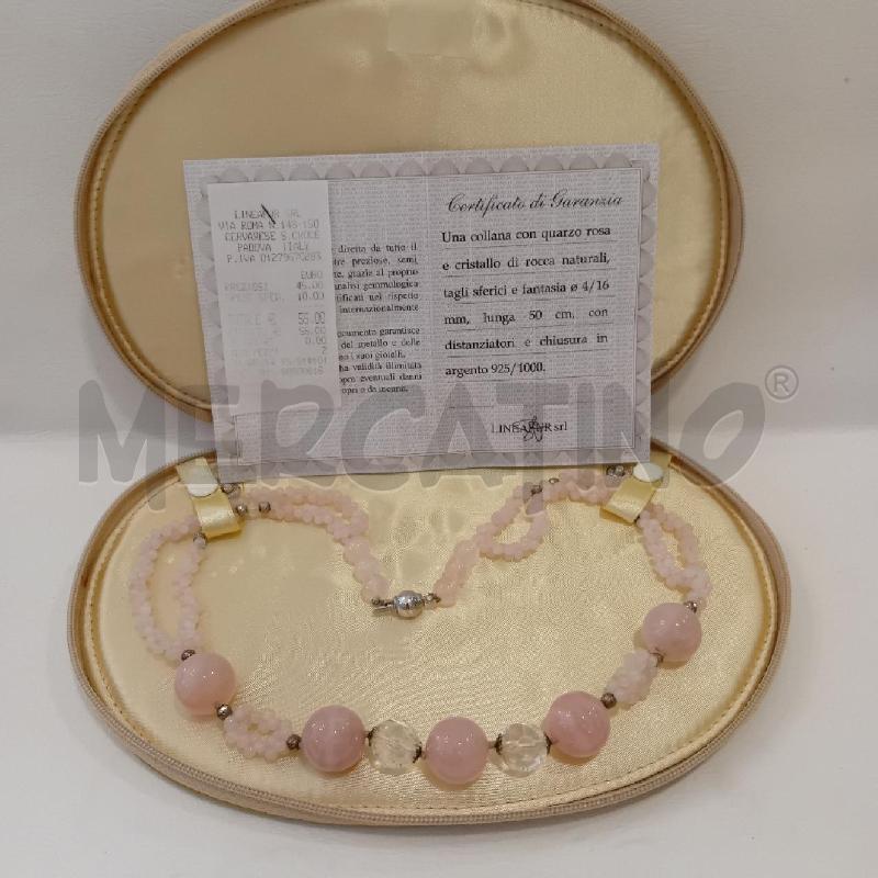 COLLANA QUARZO ROSA E CRISTALLO CHIUSURA A | Mercatino dell'Usato Cesenatico 1