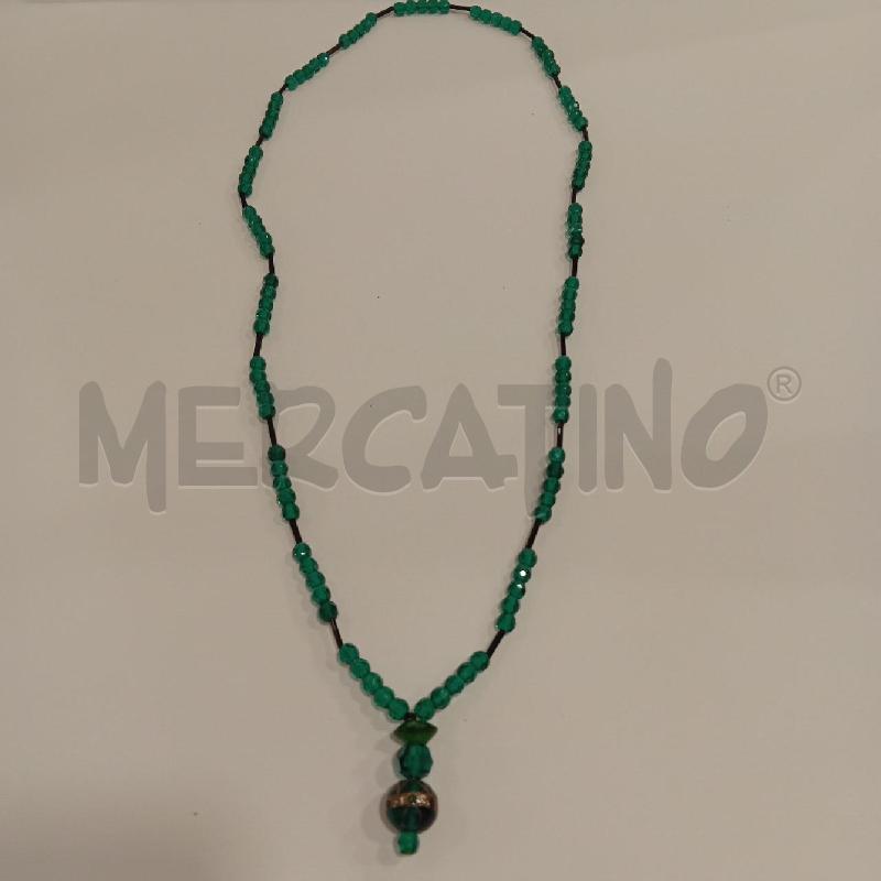 COLLANA VETRO VERDE+NERO +CIONDOLO | Mercatino dell'Usato Cesenatico 1