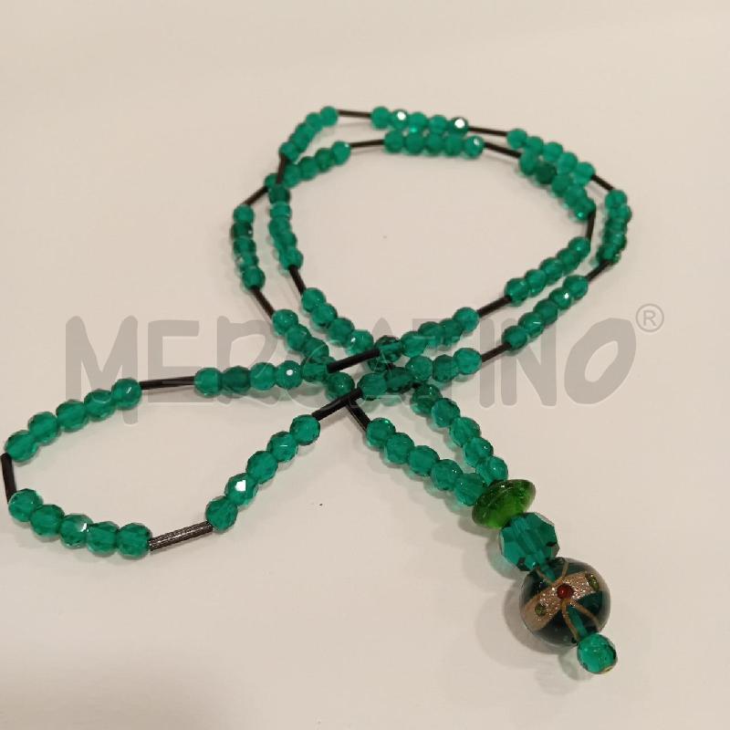 COLLANA VETRO VERDE+NERO +CIONDOLO | Mercatino dell'Usato Cesenatico 3