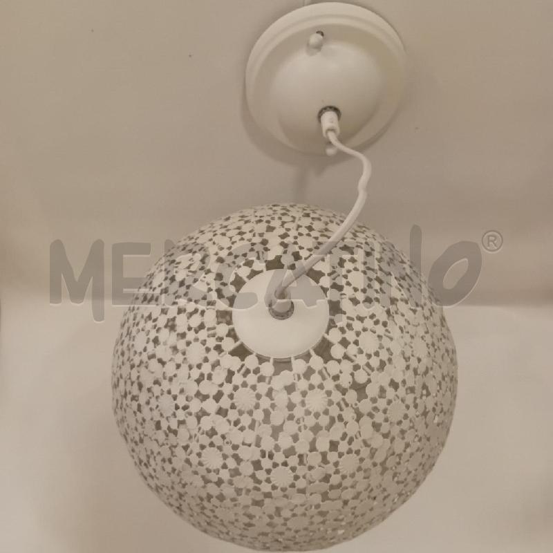 LAMPADARIO PALLA BIANCA PIZZO METALLO | Mercatino dell'Usato Cesenatico 3