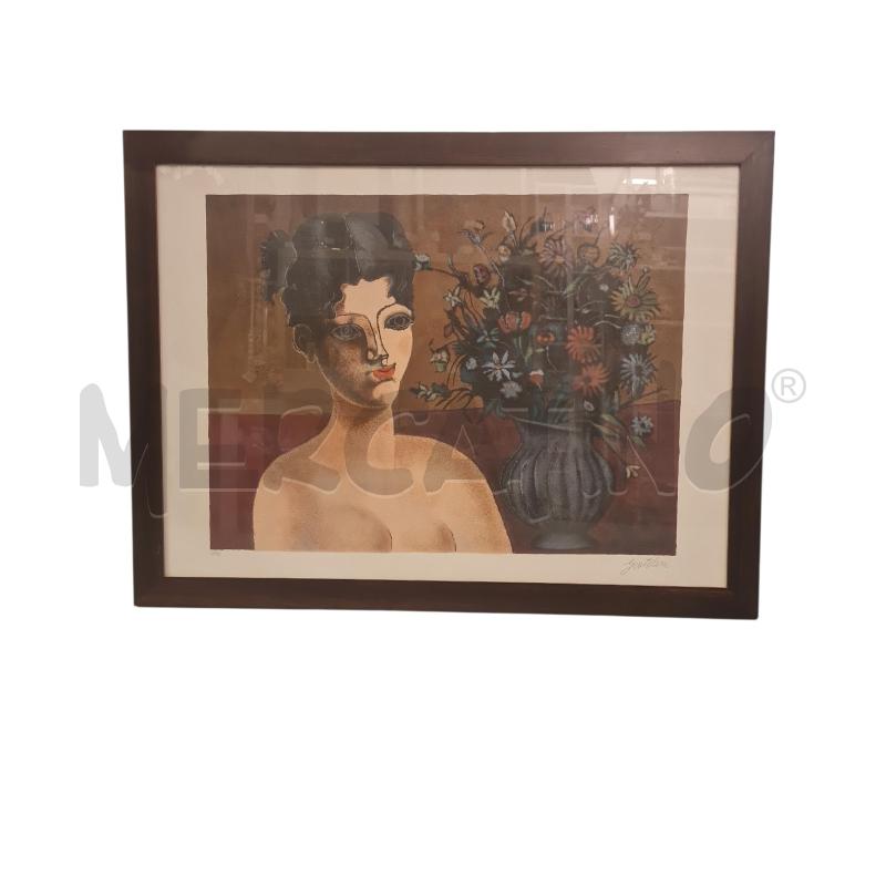 LITOGRAFIA GENTILINI RAGAZZA CON VASO FIORI | Mercatino dell'Usato Cesenatico 1