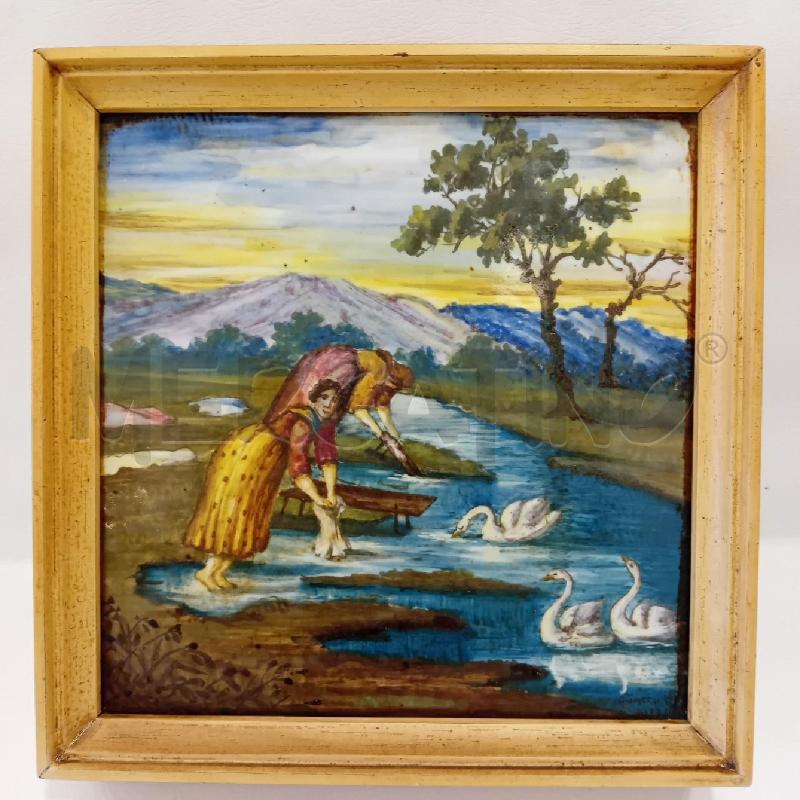 PIASTRELLA DECORATIVA INCORNICIATA DIPINTA A MANO 1932 | Mercatino dell'Usato Cesenatico 4