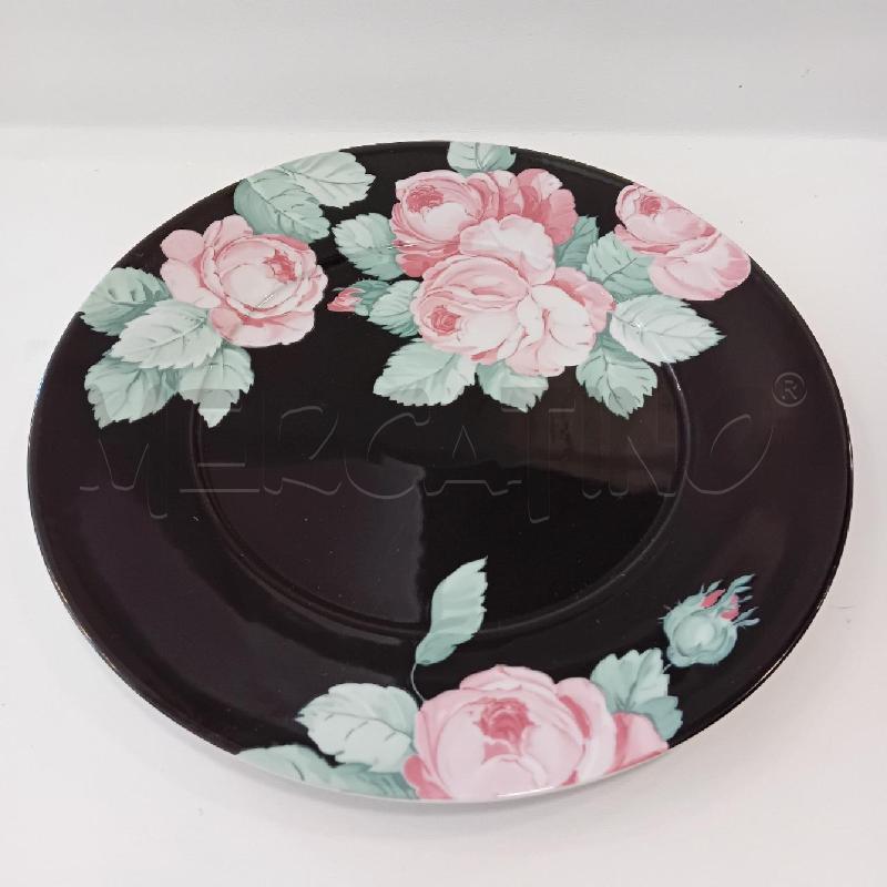 PIATTO PORTATA NERO CON ROSE SAMBA | Mercatino dell'Usato Cesenatico 1