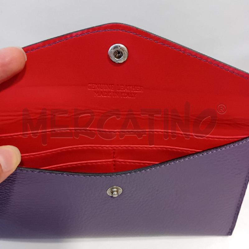 PORTA FOGLIO PELLE  VIOLA INTERNO ARANCIONE | Mercatino dell'Usato Cesenatico 3