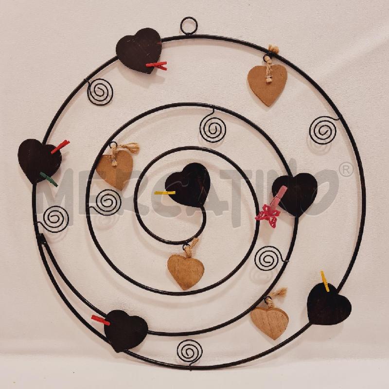PORTA FOTO  SPIRALE METALLO E CUORI  LEGNO | Mercatino dell'Usato Cesenatico 1