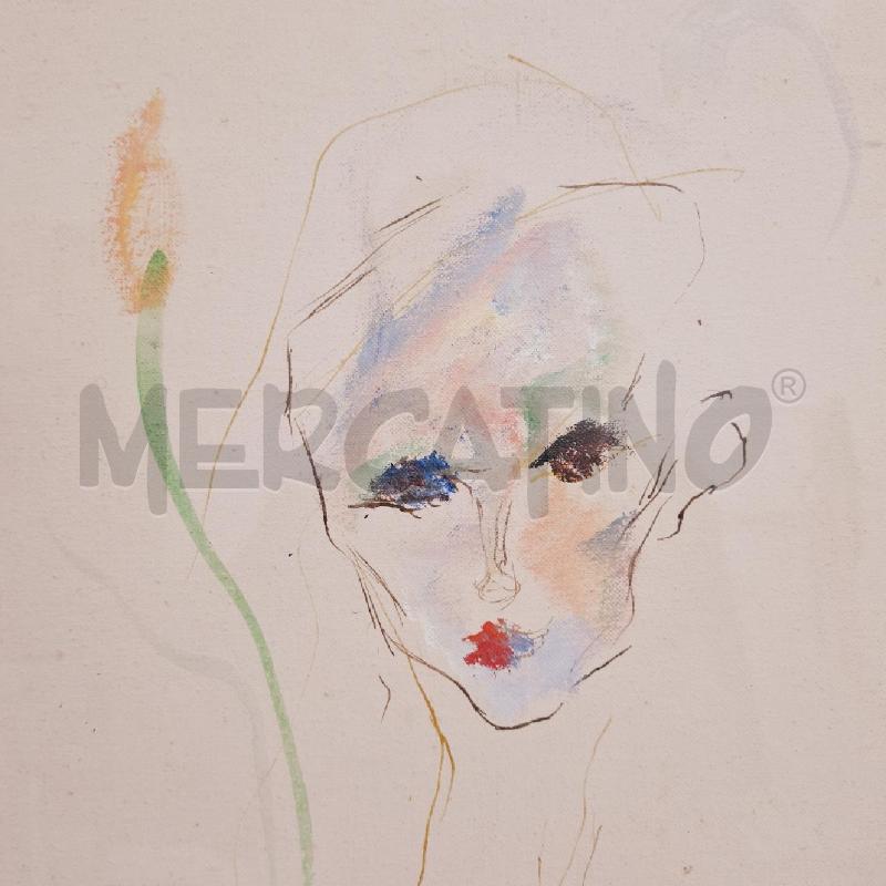 QUADRO TRECCANI OLIO SU TELA FANCIULLA E ROSA | Mercatino dell'Usato Cesenatico 2