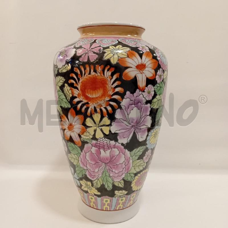 VASO CINESE BASE NERA FIORI  | Mercatino dell'Usato Cesenatico 3