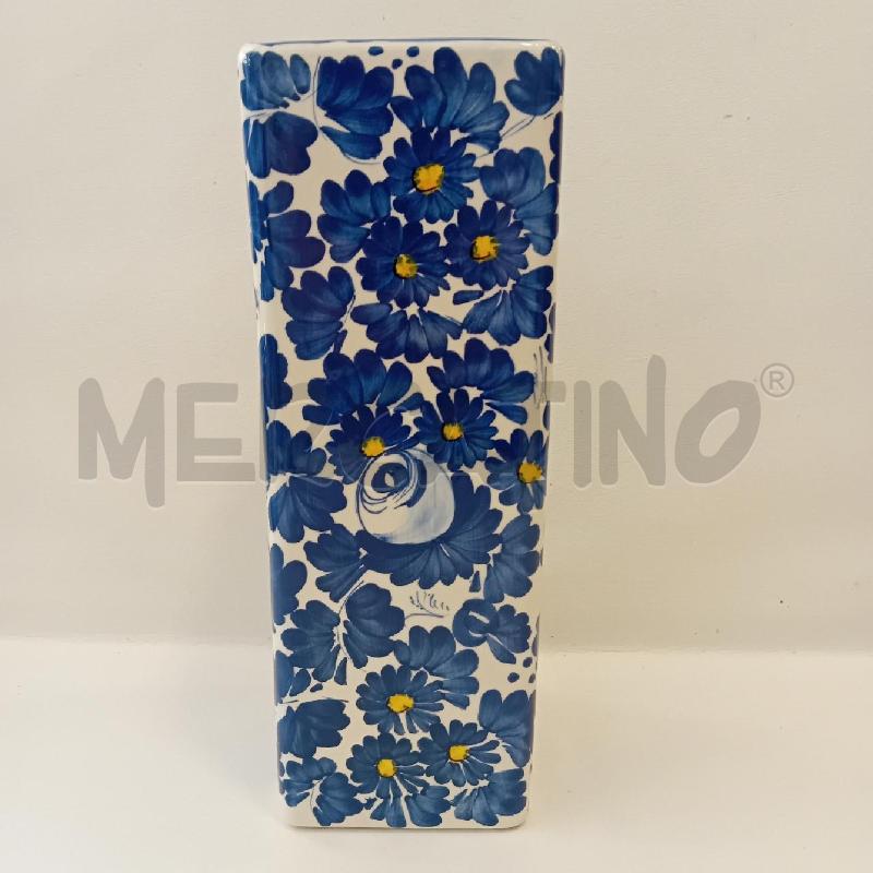 VASO RETTANGOLARE CERAMICA TITANO FIORI BLU | Mercatino dell'Usato Cesenatico 1
