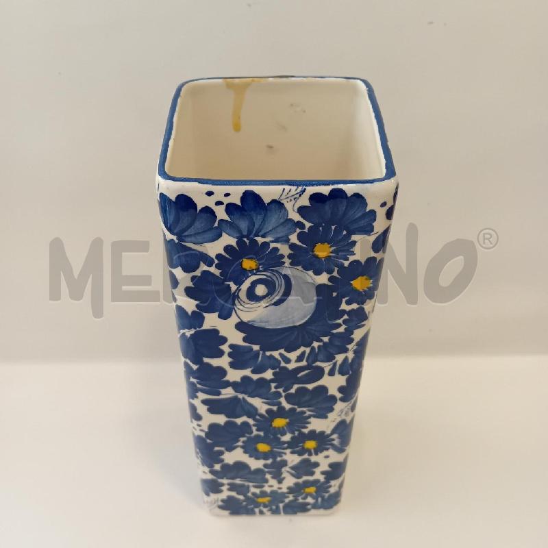VASO RETTANGOLARE CERAMICA TITANO FIORI BLU | Mercatino dell'Usato Cesenatico 2